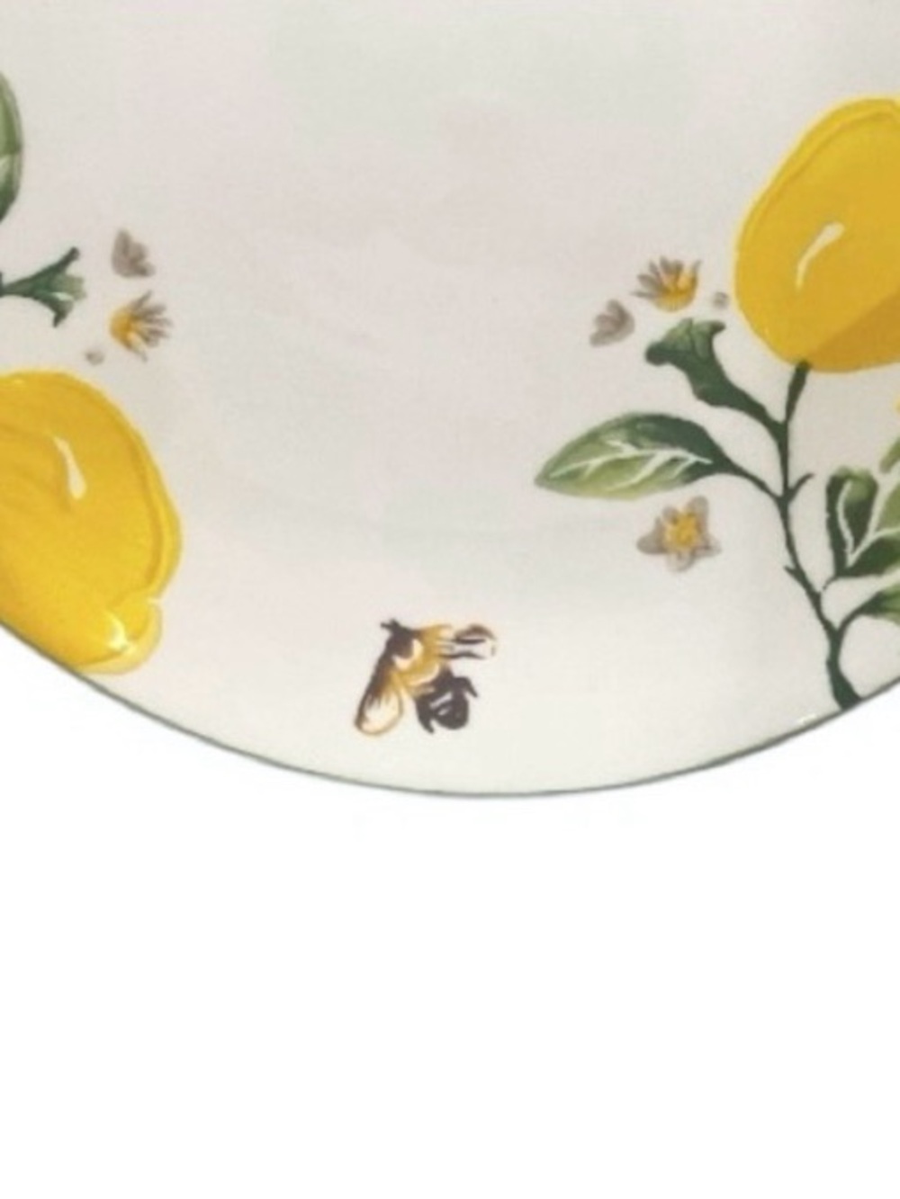 Set Of 4 Lemon Tree And Honey Bees Dinner Plates Hand Painted CeramicPlates NWT - Picture 2 of 4